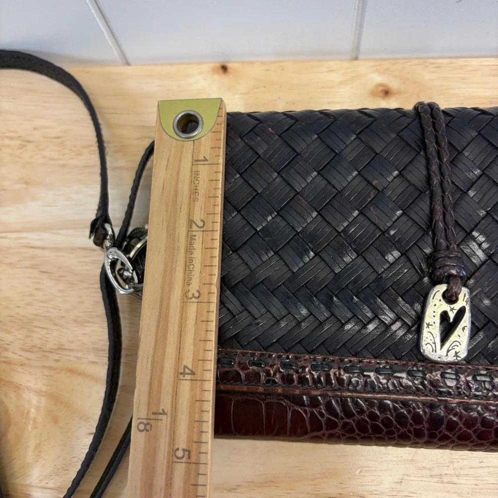 Brighton Western Woven Leather Crossbody Wallet Women Size Small Boho Cowgirl